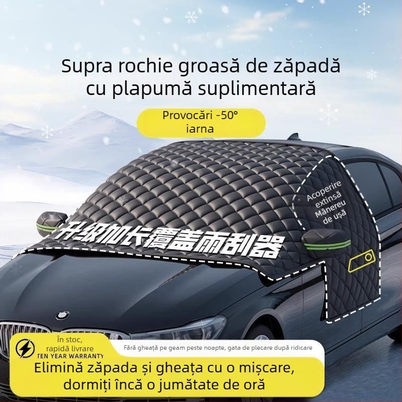 Acoperire pentru parbrizul din fața mașinii - Anti-îngheț, Protecție împotriva zăpezii, Umbrire de iarnă - Material Oxford