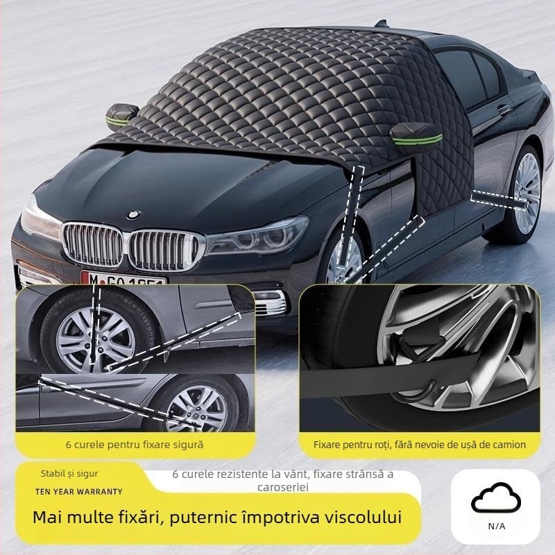 Acoperire pentru parbrizul din fața mașinii - Anti-îngheț, Protecție împotriva zăpezii, Umbrire de iarnă - Material Oxford