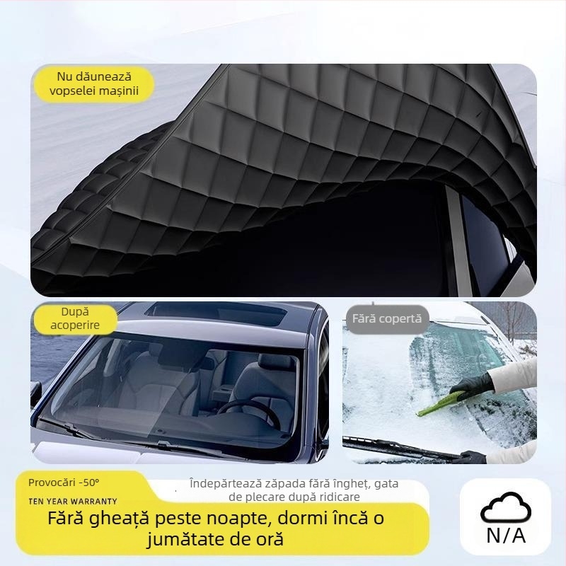 Acoperire pentru parbrizul din fața mașinii - Anti-îngheț, Protecție împotriva zăpezii, Umbrire de iarnă - Material Oxford