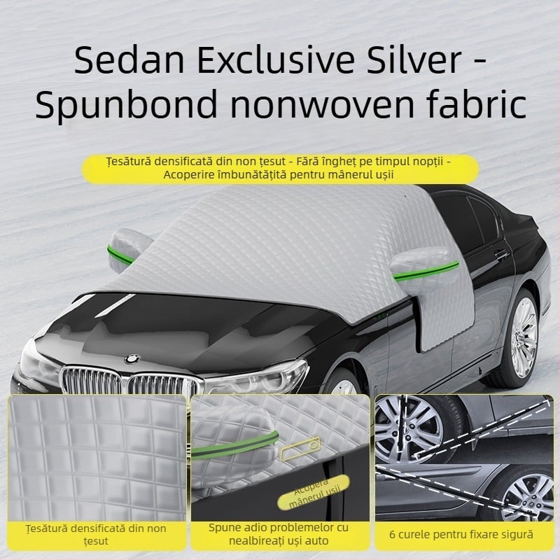 Acoperire pentru parbrizul din fața mașinii - Anti-îngheț, Protecție împotriva zăpezii, Umbrire de iarnă - Material Oxford