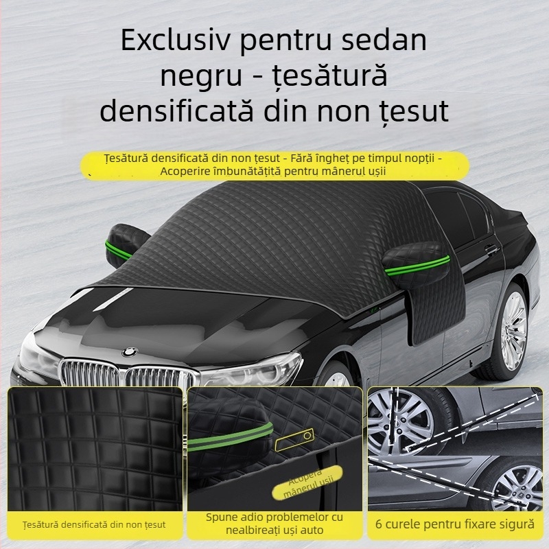 Acoperire pentru parbrizul din fața mașinii - Anti-îngheț, Protecție împotriva zăpezii, Umbrire de iarnă - Material Oxford