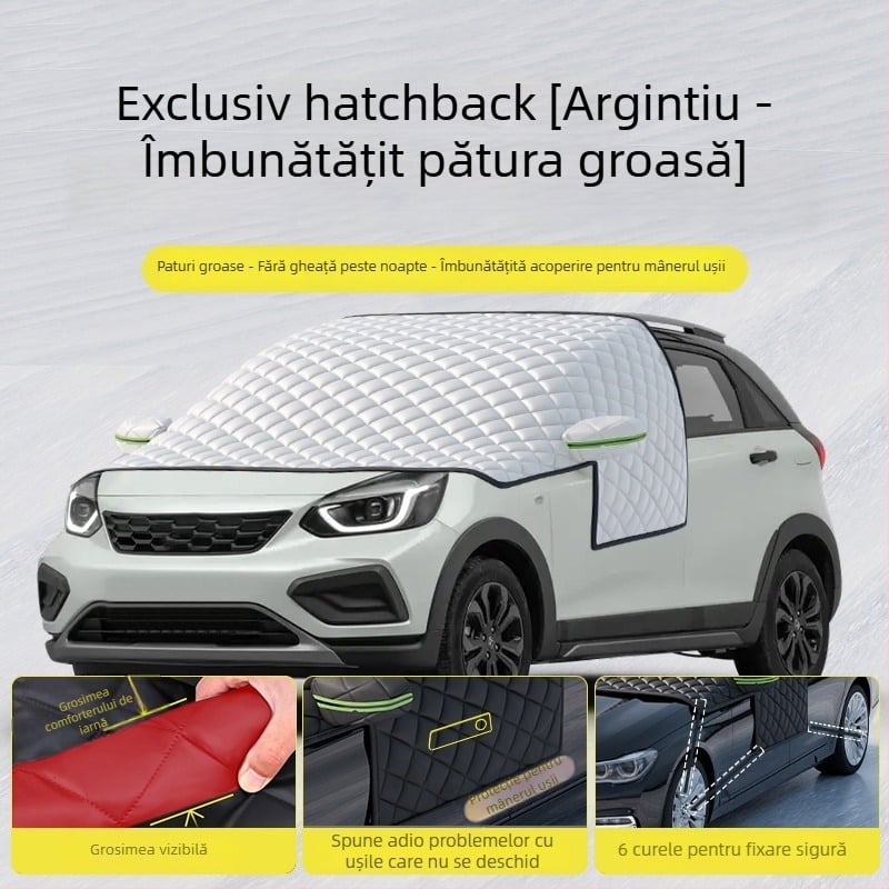 Acoperire pentru parbrizul din fața mașinii - Anti-îngheț, Protecție împotriva zăpezii, Umbrire de iarnă - Material Oxford