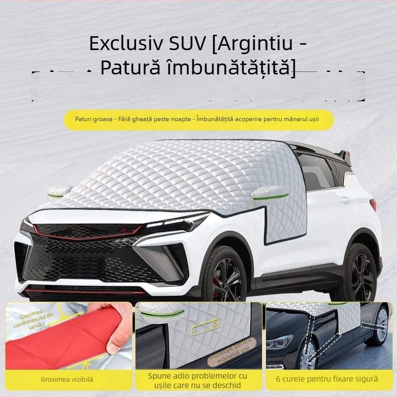 Acoperire pentru parbrizul din fața mașinii - Anti-îngheț, Protecție împotriva zăpezii, Umbrire de iarnă - Material Oxford