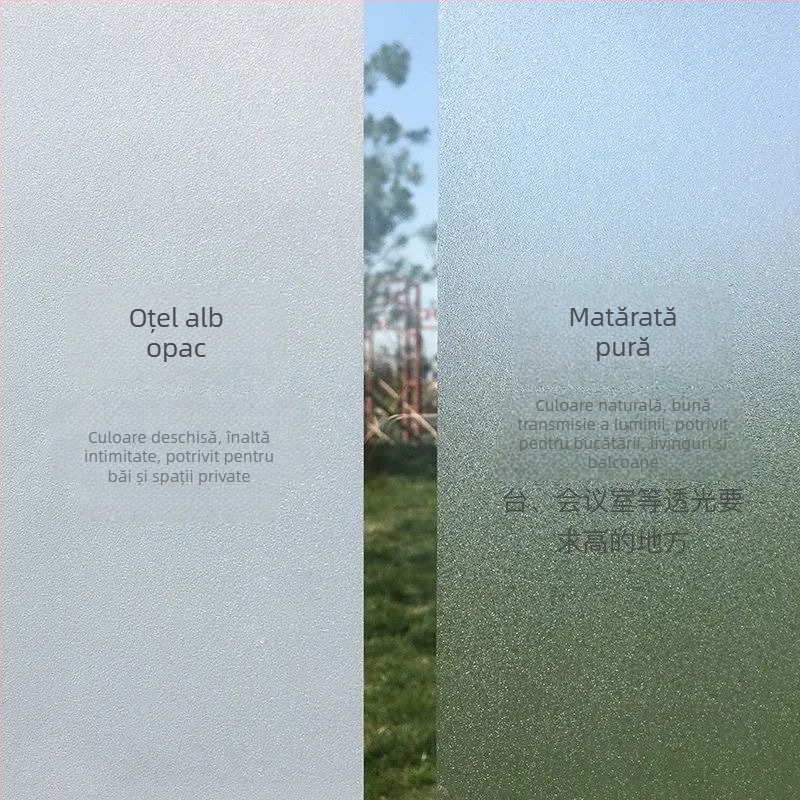 Film pentru ferestre – sticlă sablată, PVC, adeziv electrostatic, stil modern minimalist, prelucrare personalizată