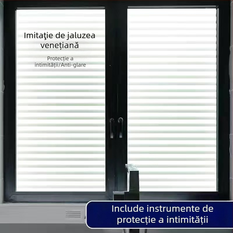 Film pentru ferestre – sticlă sablată, PVC, adeziv electrostatic, stil modern minimalist, prelucrare personalizată