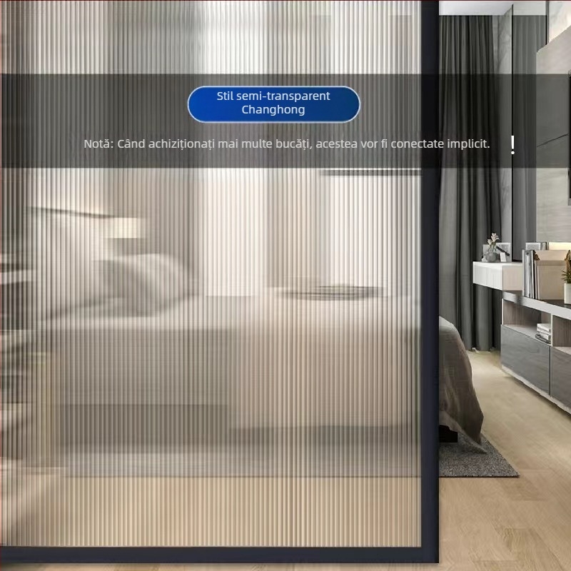 Film pentru ferestre – sticlă sablată, PVC, adeziv electrostatic, stil modern minimalist, prelucrare personalizată