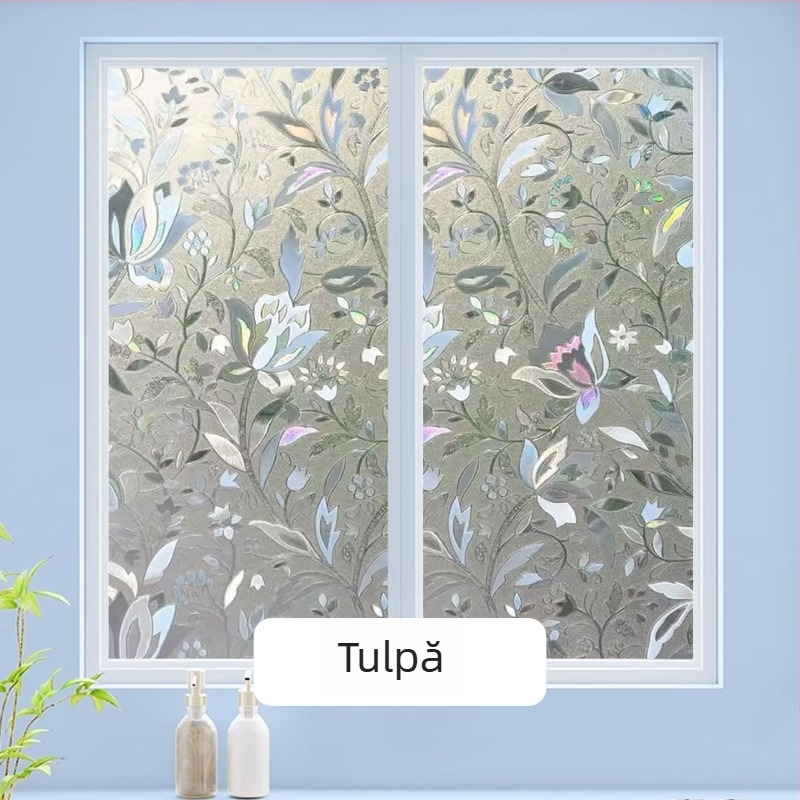 Film pentru ferestre – sticlă sablată, PVC, adeziv electrostatic, stil modern minimalist, prelucrare personalizată