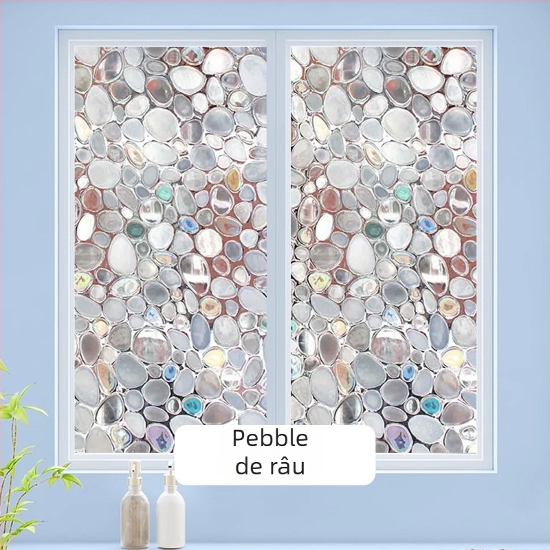 Film pentru ferestre – sticlă sablată, PVC, adeziv electrostatic, stil modern minimalist, prelucrare personalizată