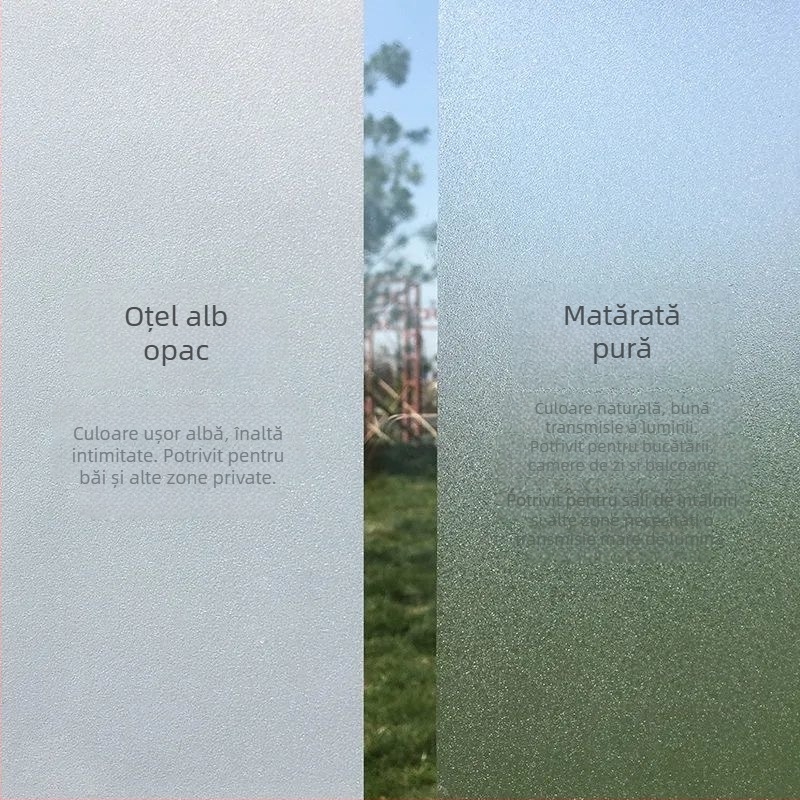 Film pentru ferestre – sticlă sablată, PVC, adeziv electrostatic, stil modern minimalist, prelucrare personalizată