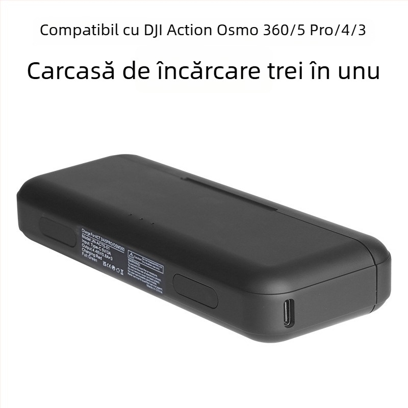 Act5 Încărcător staționar cu 3 porturi Type-C pentru bateriile DJI Action 3/4/5 Pro/6 Osmo Action