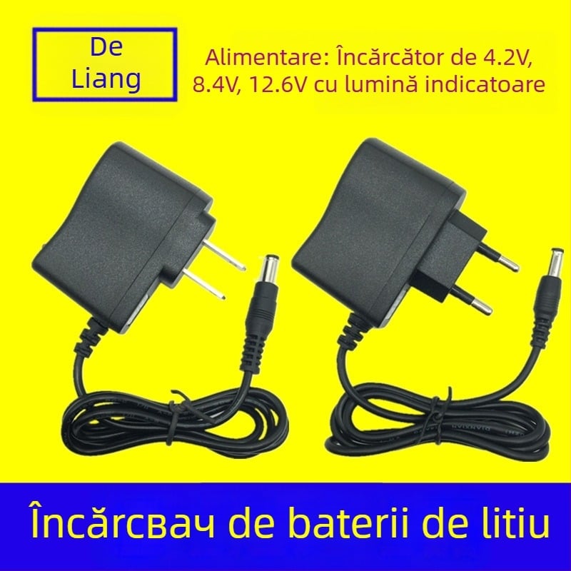 Încărcător pentru baterii Li-ion 12.6V/1A, 8.4V/1A, 4.2V/1A; intrare 100–250V