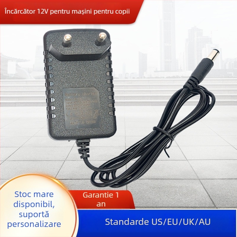 Încărcător pentru mașinuțe electrice pentru copii, 12V DC, 1A, pentru baterie cu plumb-acid, intrare 100-240V AC