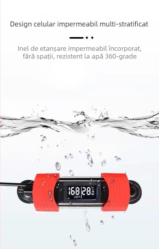 Termometru pentru acvariu, calibrat, cu afișaj dual și detecție TDS a calității apei, carcasă din plastic