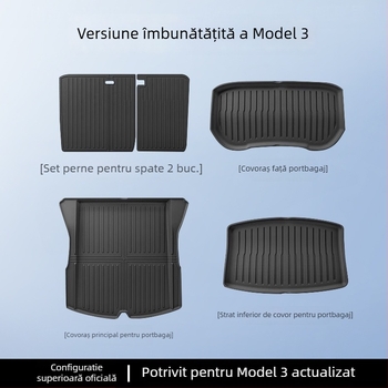 Covorașe pentru portbagaj Tesla Model 3/Y – față și spate, TPE, specifice modelului, fără logo