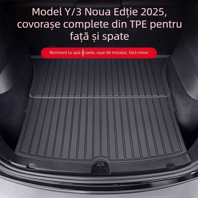Covorașe pentru portbagaj Tesla Model 3/Y – față și spate, TPE, specifice modelului, fără logo