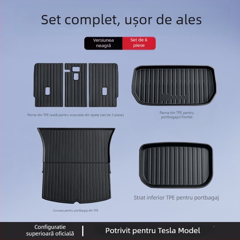 Covorașe pentru portbagaj Tesla Model 3/Y – față și spate, TPE, specifice modelului, fără logo
