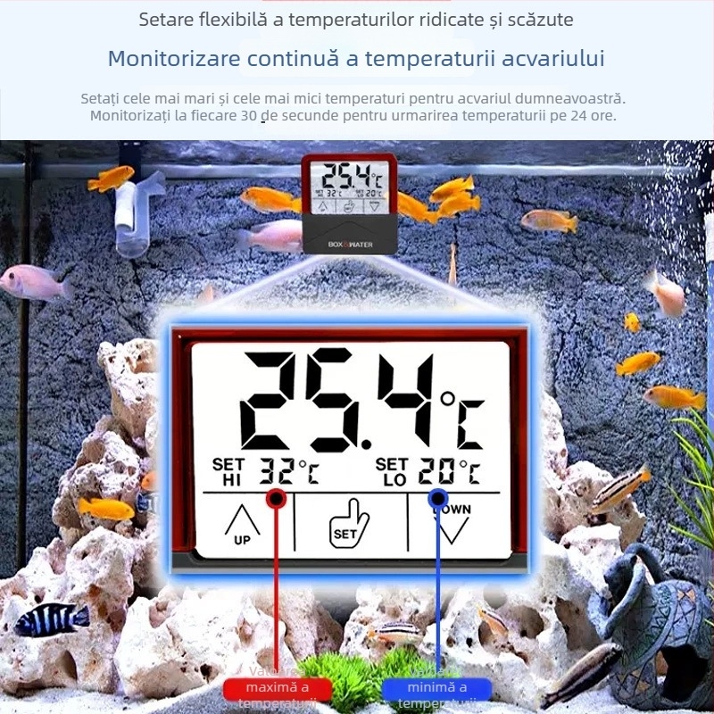 Termometru pentru acvariu cu afișaj de înaltă precizie, senzor electronic de temperatură a apei pentru acvariu