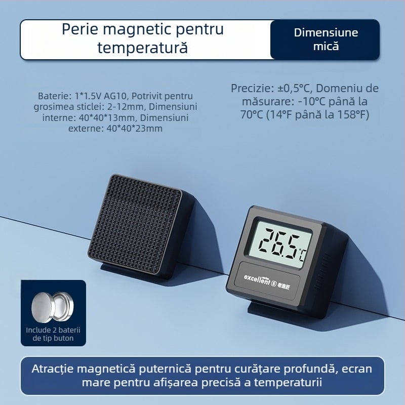 Old Fisherman Perie magnetică pentru curățarea acvariului, cu termometru și magnet puternic