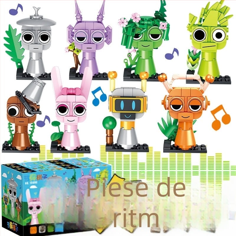 Set de blocuri din ABS plastic cu piese de șah ritmice și minifigurine, cutie muzicală și joc de note, 200–400 piese, 0,6 kg, pentru vârsta 15–35 ani, Brand Lw