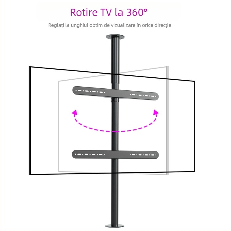 Suport TV de podea cu rotire de 360° fără găuri