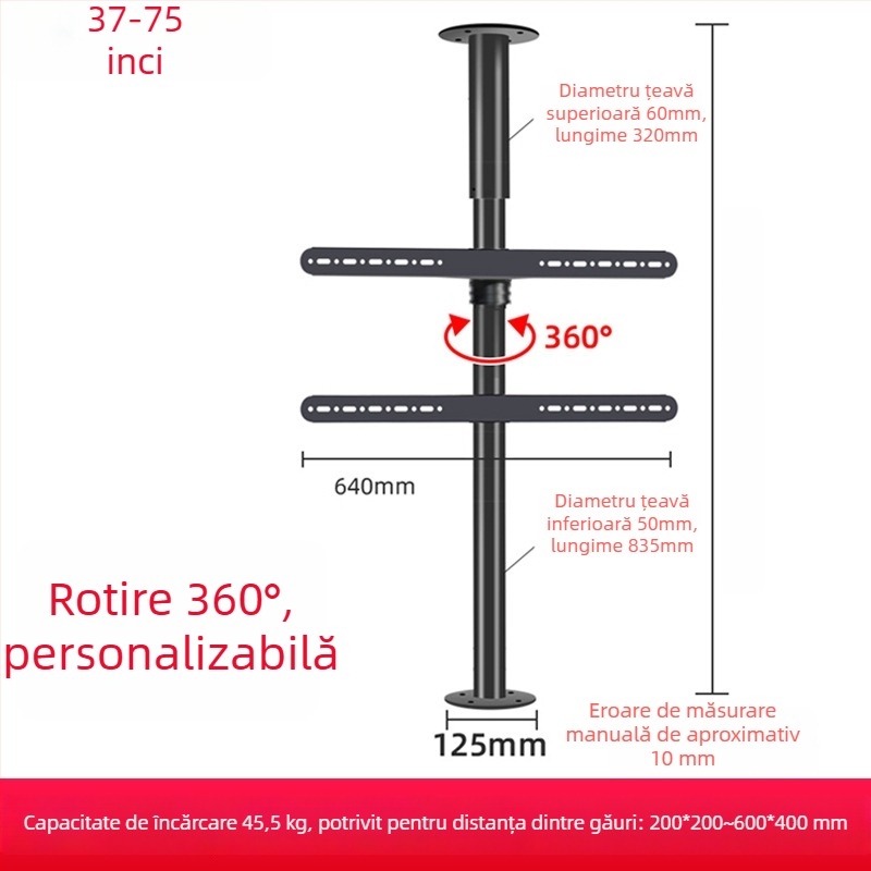 Suport TV de podea cu rotire de 360° fără găuri
