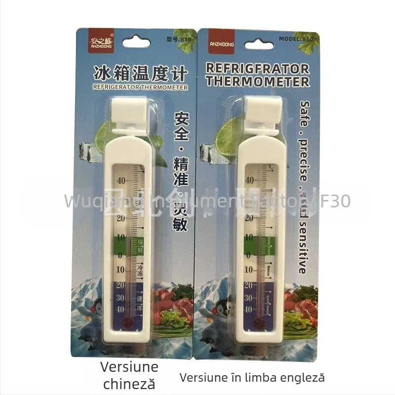 Tip 810 Termometru pentru frigider, termometru din sticlă, cu cârlig, formă pătrată