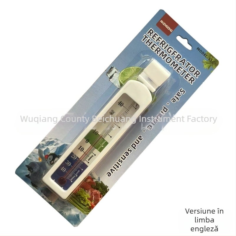 Tip 810 Termometru pentru frigider, termometru din sticlă, cu cârlig, formă pătrată