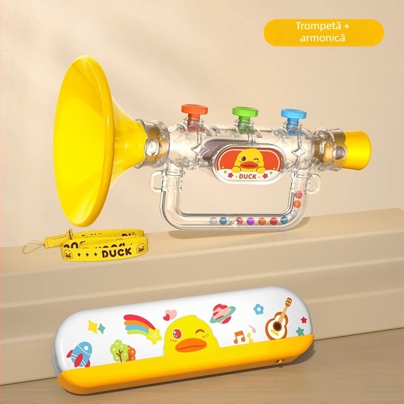 Trompetă din plastic pentru copii – certificare 3C, destinat copiilor 4–6 ani; dezvoltă coordonarea mână-ochi și abilitățile cognitive
