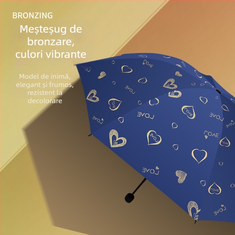 Umbrelă pentru cuplu, design creativ în trend, cadru din oțel cu 8 brațe, deschidere manuală, protecție UV UPF 40+