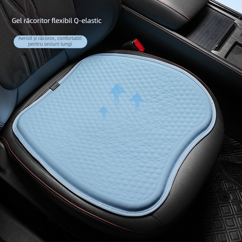 Perna de șezut auto cu gel - monobloc, respirabilă, umplutură gel, suprafață Ice Silk, răcire de vară