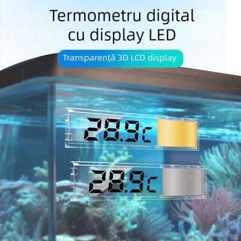Termometru digital pentru acvariu cu display LCD transparent, precizie înaltă a temperaturii