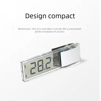 Termometru digital pentru acvariu cu display LCD transparent, precizie înaltă a temperaturii