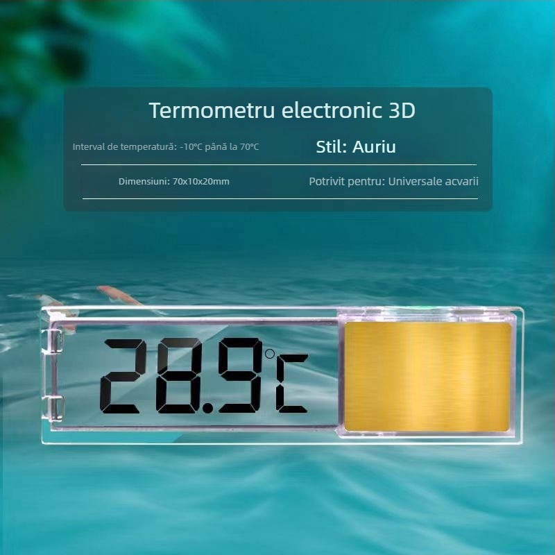 Termometru digital pentru acvariu cu display LCD transparent, precizie înaltă a temperaturii