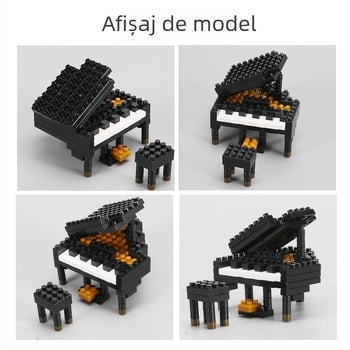 Blocuri de construcție compatibile Lego – instrumente muzicale (pian și chitară), 100–200 piese, ABS plastic, DIY, pentru vârsta 7–14 ani