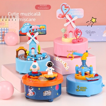 Cutie muzicală pentru copii cu carusel rotativ și design de desene animate, logo imprimat, piese fabricate prin injecție
