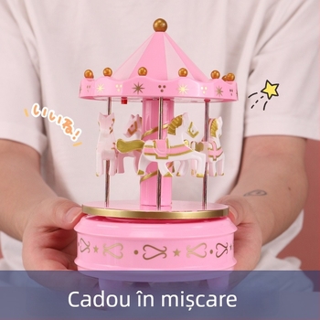 Cutie muzicală pentru copii cu carusel rotativ și design de desene animate, logo imprimat, piese fabricate prin injecție