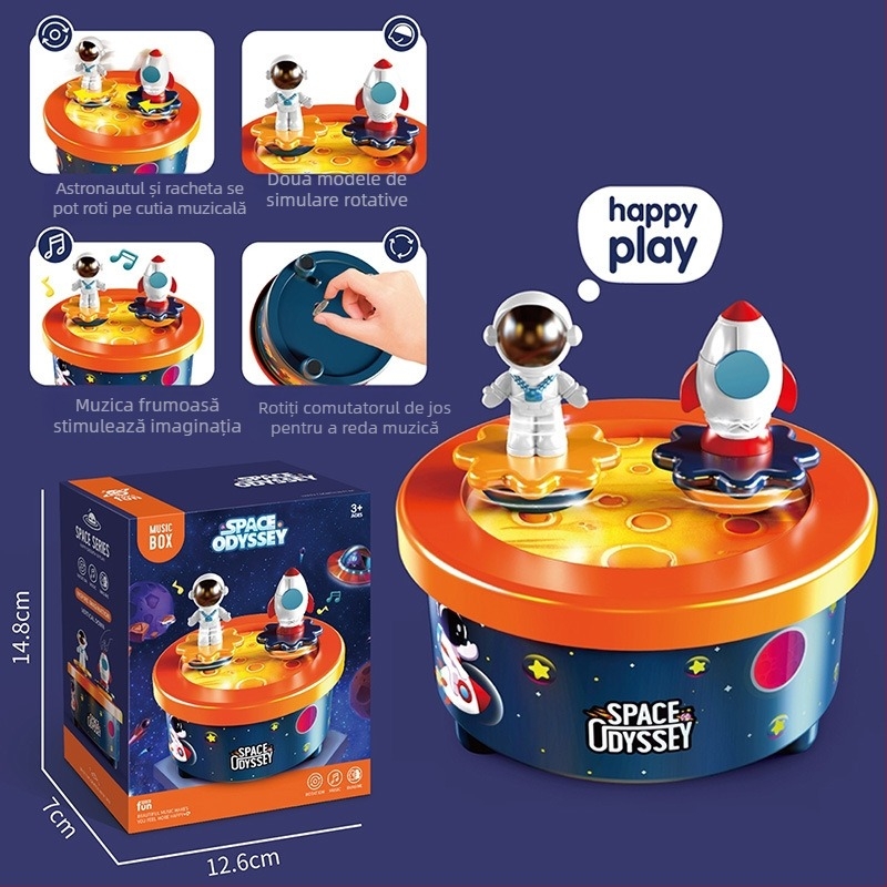 Cutie muzicală pentru copii cu carusel rotativ și design de desene animate, logo imprimat, piese fabricate prin injecție