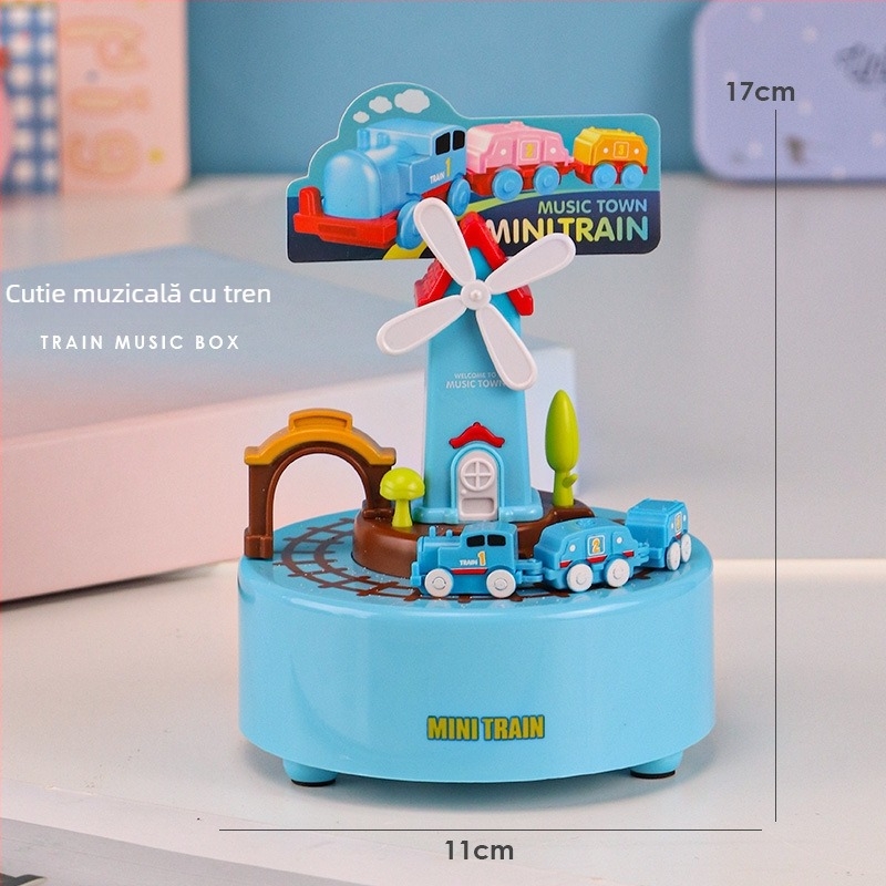 Cutie muzicală pentru copii cu carusel rotativ și design de desene animate, logo imprimat, piese fabricate prin injecție