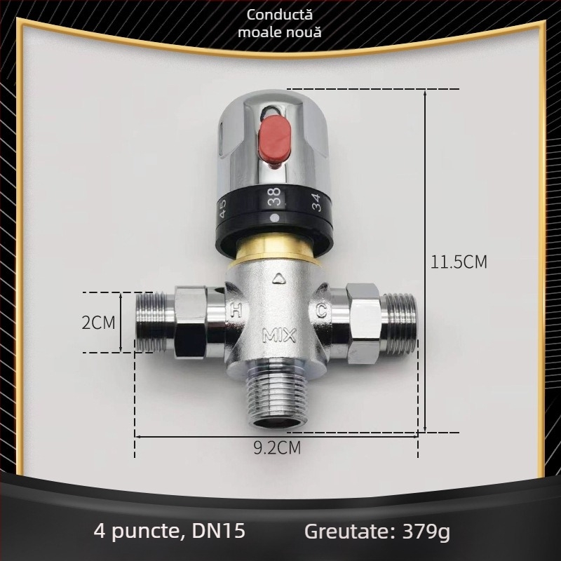 Valvă termostatică cu 3 căi, din cupru, montaj pe suprafață, presiune de lucru 1,0 MPa, brand Sixin