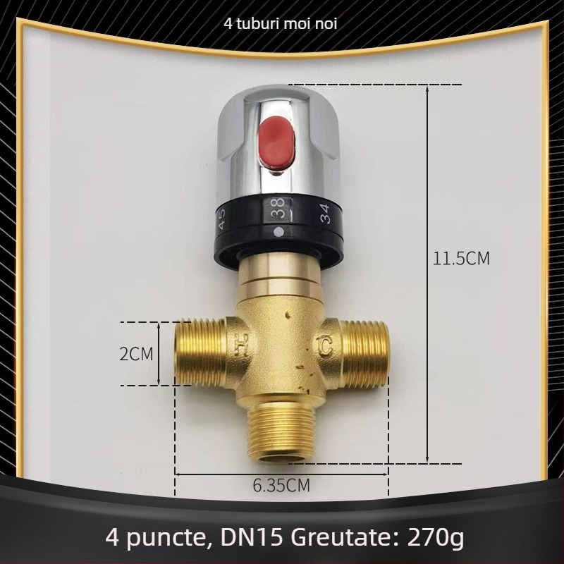 Valvă termostatică cu 3 căi, din cupru, montaj pe suprafață, presiune de lucru 1,0 MPa, brand Sixin