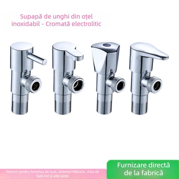 Ventil din oțel inoxidabil electroplacat, model 62-70; instalație în perete; presiune de lucru 1.0 MPa; potrivit pentru bucătărie, baie, balcon și toaletă