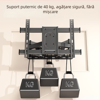 Suport de perete pentru televizor ultra-subțire, telescopic și rotativ, montaj încastrat, compatibil cu televizoare de 65/75/85 inch