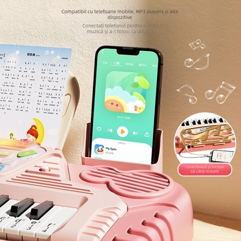 Jucărie electronic organ pentru copii, construcție din plastic, 7–14 ani, susține dezvoltarea vizuală și cognitivă, dezvoltare senzorială și auditivă, comunicare părinte-copil
