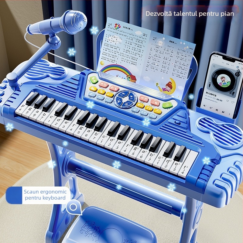 Jucărie electronic organ pentru copii, construcție din plastic, 7–14 ani, susține dezvoltarea vizuală și cognitivă, dezvoltare senzorială și auditivă, comunicare părinte-copil
