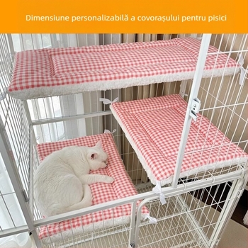 Covoraș pentru platforma cuștii pisicii, universal pentru toate anotimpurile, cu catifea plăcută, pentru animale de companie (Material: Lemn; Categoria produsului: Pernă de șezut; Potrivit pentru câini)