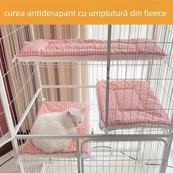 Covoraș pentru platforma cuștii pisicii, universal pentru toate anotimpurile, cu catifea plăcută, pentru animale de companie (Material: Lemn; Categoria produsului: Pernă de șezut; Potrivit pentru câini)