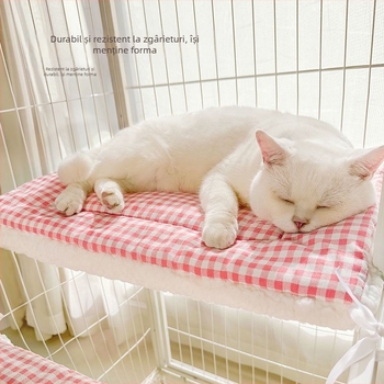 Covoraș pentru platforma cuștii pisicii, universal pentru toate anotimpurile, cu catifea plăcută, pentru animale de companie (Material: Lemn; Categoria produsului: Pernă de șezut; Potrivit pentru câini)