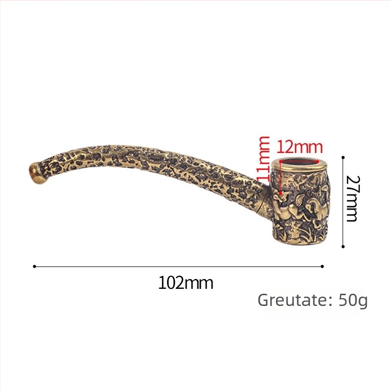 Pipă din cupru cu cal în relief, construcție metalică, stil nou chinezesc, cadou potrivit