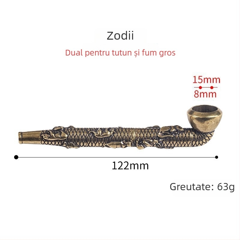 Pipă din cupru cu cal în relief, construcție metalică, stil nou chinezesc, cadou potrivit