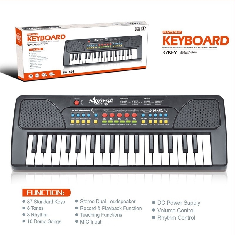 Tastatură electronică pentru copii, cu 37 de taste, din plastic, brand Hubao, origine Chenghai, Guangdong, potrivită pentru vârstele 4–6 ani